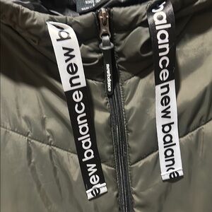 New Balance Khaki Puffer Jacket with Logo Accents